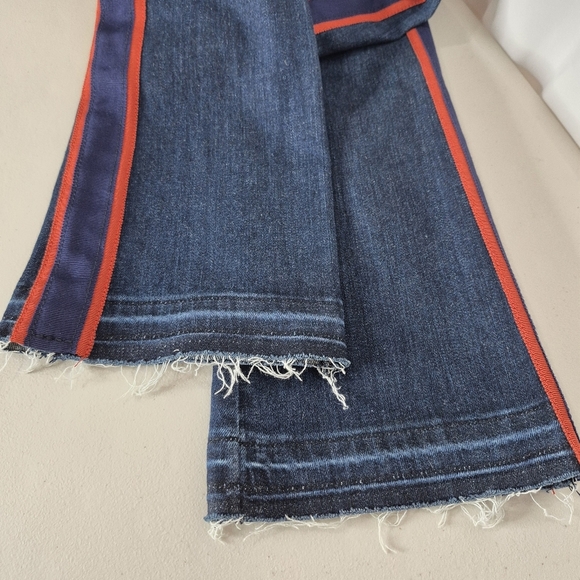 Veronica Beard Carolyn 10" Baby Boot Jeans Navy/Red Leg Stripe Released Hem - 25 - Picture 11 of 15